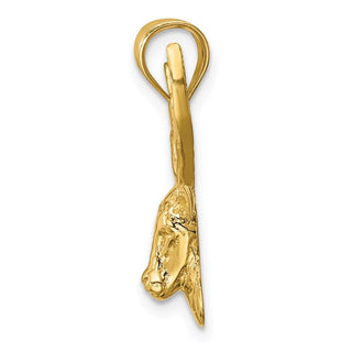 14k Yellow Gold Polished Deer Head Pendant