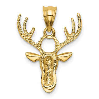 14k Yellow Gold Polished Deer Head Pendant