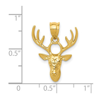 14k Yellow Gold Polished Deer Head Pendant