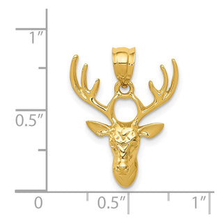 14k Yellow Gold Polished Deer Head Pendant