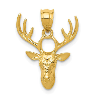 14k Yellow Gold Polished Deer Head Pendant