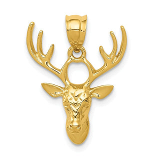 14k Yellow Gold Polished Deer Head Pendant