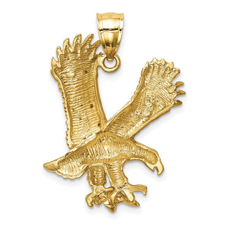 14k Yellow Gold Satin Diamond-cut Eagle Pendant K6001