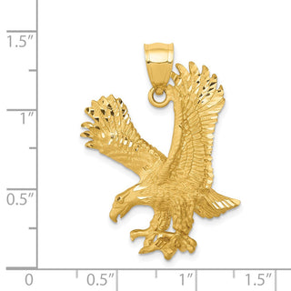 14k Yellow Gold Satin Diamond-cut Eagle Pendant K6001
