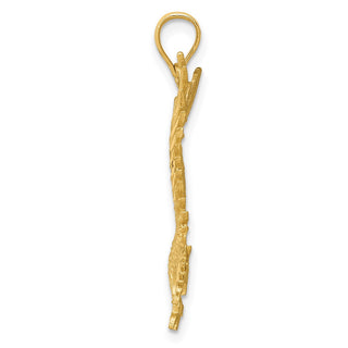 14k Yellow Gold Polished and Diamond-cut Eagle Pendant