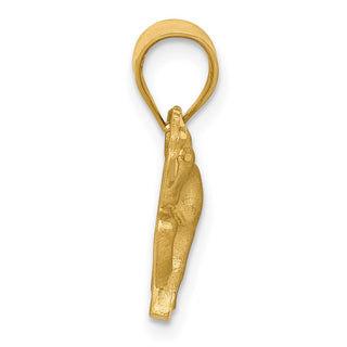14k Yellow Gold Satin and Diamond-cut Horse Pendant