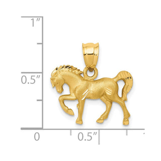 14k Yellow Gold Satin and Diamond-cut Horse Pendant
