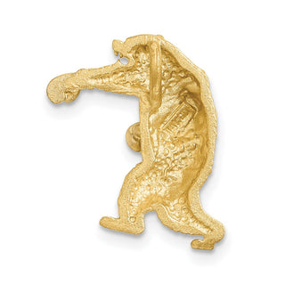 Mens 14k Yellow Gold and Rhodium Satin Diamond-cut Boxing Bear Slide