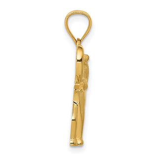 14k Yellow Gold Polished and Satin Elephant Pendant
