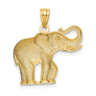 14k Yellow Gold Polished and Satin Elephant Pendant