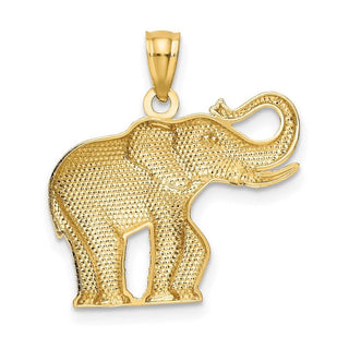 14k Yellow Gold Polished and Satin Elephant Pendant