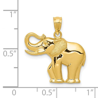 14k Yellow Gold Polished and Satin Elephant Pendant