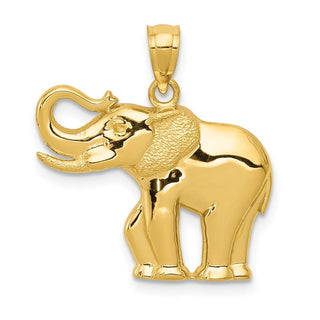 14k Yellow Gold Polished and Satin Elephant Pendant