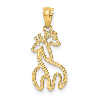 14k Yellow Gold Polished Interlocking Giraffes Pendant