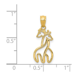14k Yellow Gold Polished Interlocking Giraffes Pendant