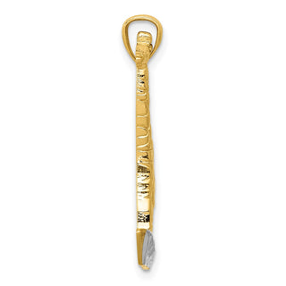 Mens 14k Yellow Gold And Rhodium Diamond-Cut Polished Giraffe Pendant