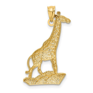 Mens 14k Yellow Gold And Rhodium Diamond-Cut Polished Giraffe Pendant
