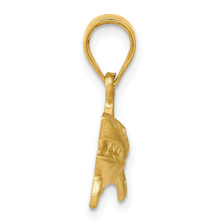 14k Yellow Gold Satin and Diamond-cut Shark Pendant