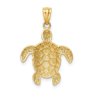 14k Yellow Gold Diamond-Cut Polished Sea Turtle Pendant