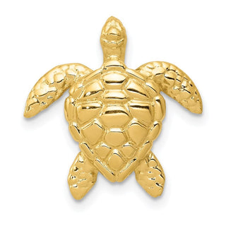 14k Yellow Gold Polished Large Sea Turtle Slide
