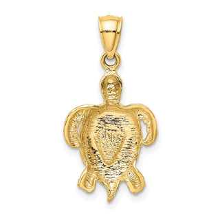 14k Yellow Gold Polished w/Lab-Created Blue Opal Turtle Pendant