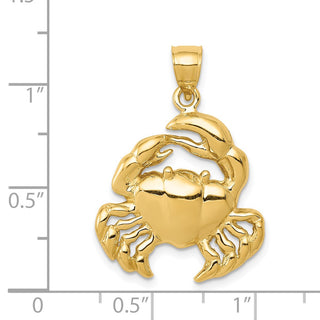 14k Yellow Gold Polished Crab Pendant