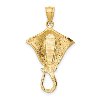 14k Yellow Gold Polished w/Lab-Created Blue Opal Stingray Pendant