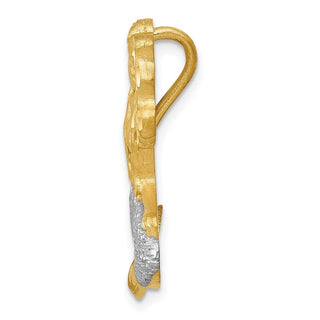 14k Gold with Rhodium-Plating Satin Shiny-Cut Mermaid Slide