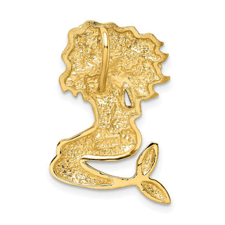 14k Gold with Rhodium-Plating Satin Shiny-Cut Mermaid Slide