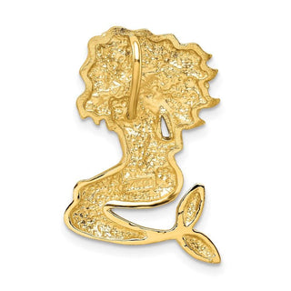 14k Gold with Rhodium-Plating Satin Shiny-Cut Mermaid Slide