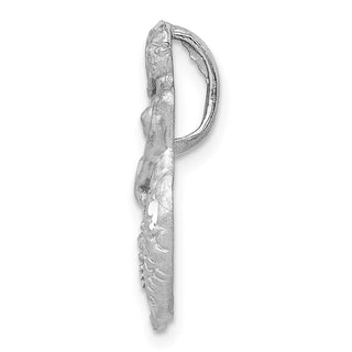 14k White Gold Satin and Diamond-cut Mermaid Slide Pendant