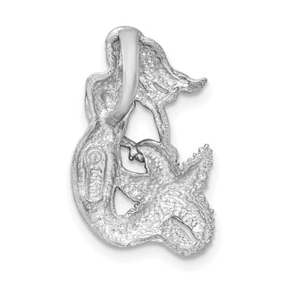14k White Gold Satin and Diamond-cut Mermaid Slide Pendant