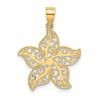 14k Yellow Gold Polished Filigree Starfish Pendant
