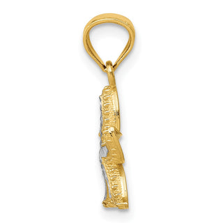 Mens 14k Yellow Gold and Rhodium Diamond-cut Starfish Pendant K6060