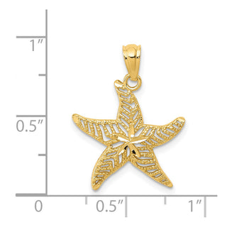 14k Yellow Gold Diamond-Cut Polished Filigree Starfish Pendant