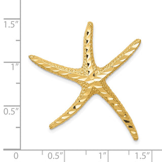 14k Yellow Gold Textured Diamond-cut Starfish Slide