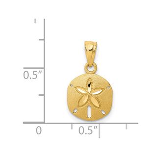14k Yellow Gold Satin Diamond-cut Sand Dollar Pendant K6069