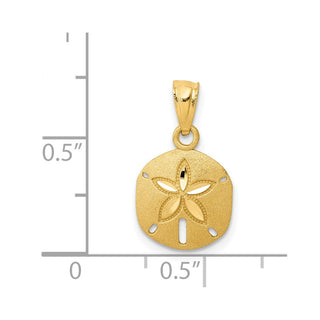14k Yellow Gold Satin Diamond-cut Sand Dollar Pendant K6069