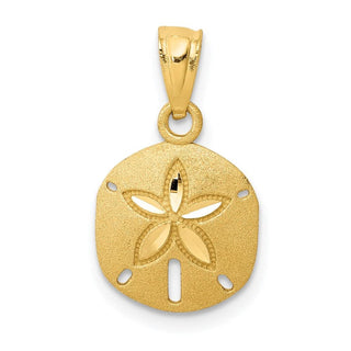14k Yellow Gold Satin Diamond-cut Sand Dollar Pendant K6069