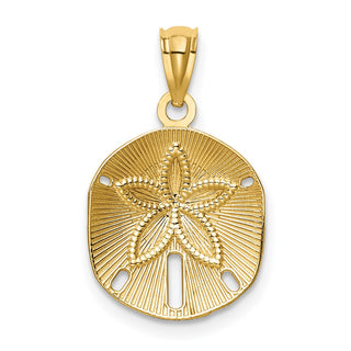 14k Yellow Gold Satin Diamond-cut Sand Dollar Pendant K6070