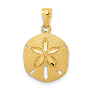 14k Yellow Gold Satin Diamond-cut Sand Dollar Pendant K6070