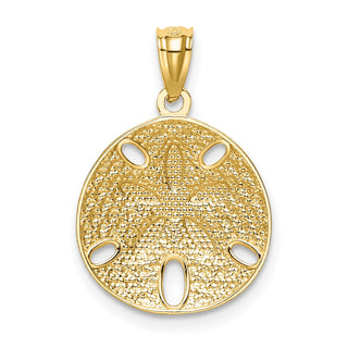 Mens 14k Yellow Gold and Rhodium Diamond-cut Polished Sand Dollar Pendant K6072