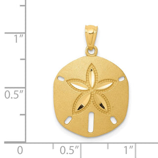 14k Yellow Gold Satin Diamond-cut Sand Dollar Pendant K6075