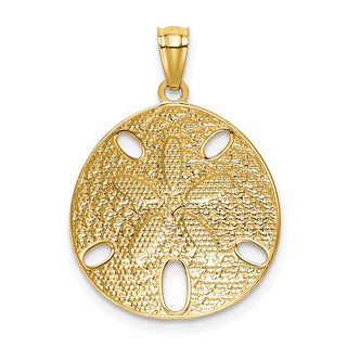 Mens 14k Yellow Gold and Rhodium Diamond-cut Polished Sand Dollar Pendant K6076