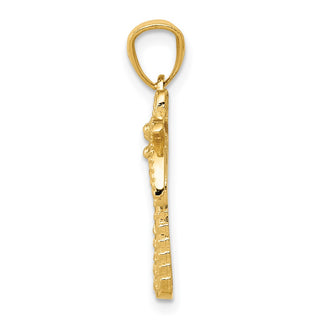 14k Yellow Gold Textured Polished Palm Tree Pendant