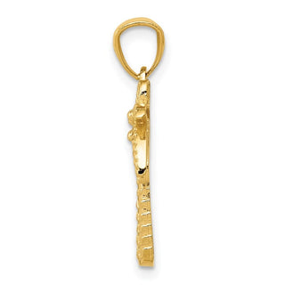 14k Yellow Gold Textured Polished Palm Tree Pendant
