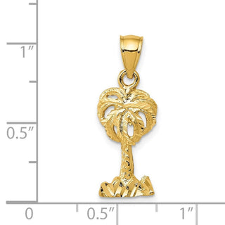 14k Yellow Gold Polished Diamond-Cut Palm Tree Pendant