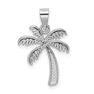 14K White Gold Polished Palm Tree Pendant