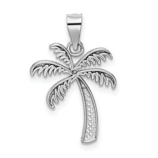 14K White Gold Polished Palm Tree Pendant
