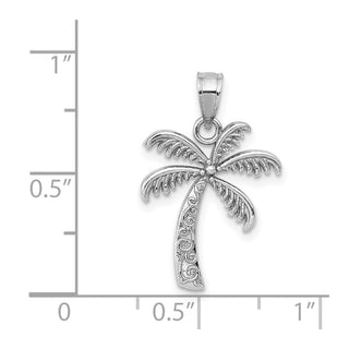 14K White Gold Polished Palm Tree Pendant